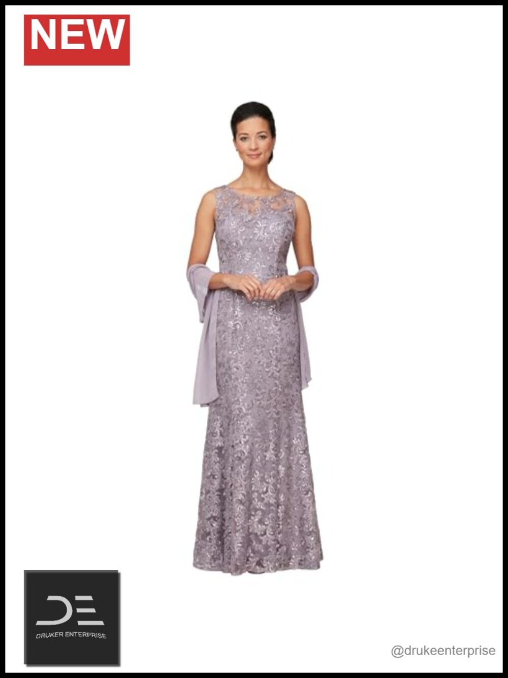 Sleeveless Embroidered Sequin Formal Mother of the Bride Dress with Shawl